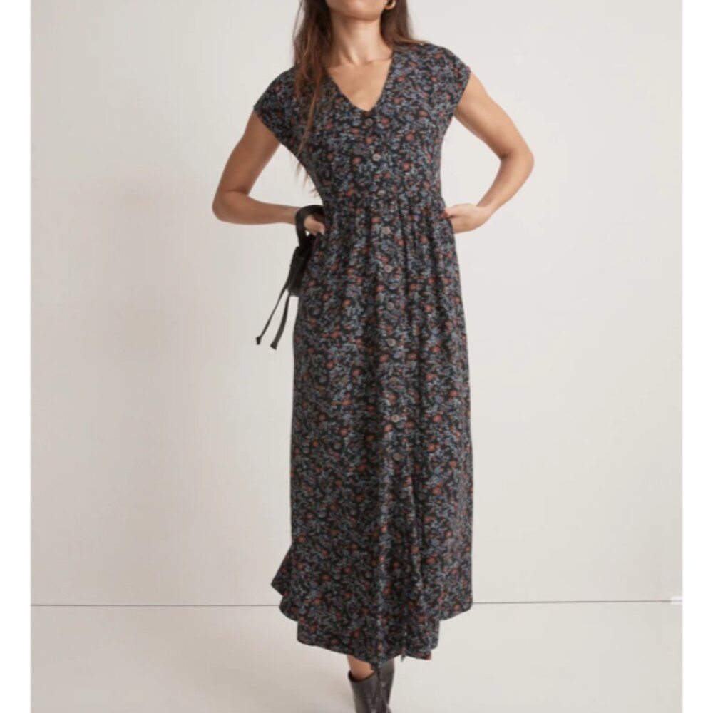 Madewell Button-Front Midi Dress in Awakened Blooms